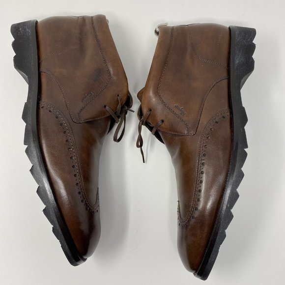 salvatore ferragamo leather lace-up wingtip boots - Picture 4 of 9